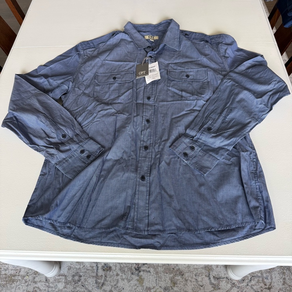 CPT Cockpit USA NEW Men's Blue Stripe Button Up Shirt Size XXL 100% Cotton